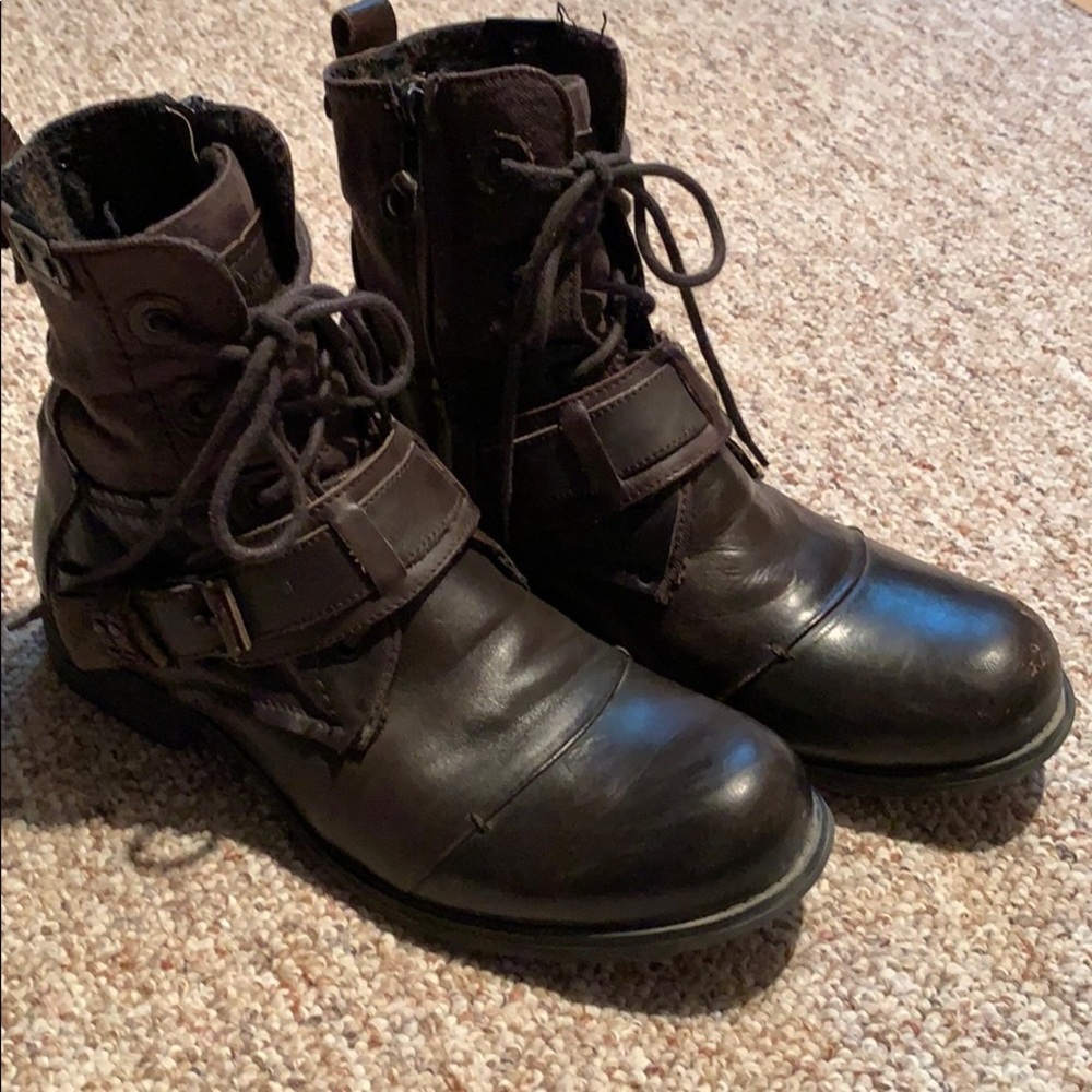 Men’s Bunker boots - brown leather and fabric